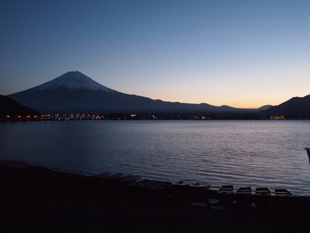 河口湖より富士山と夕焼け